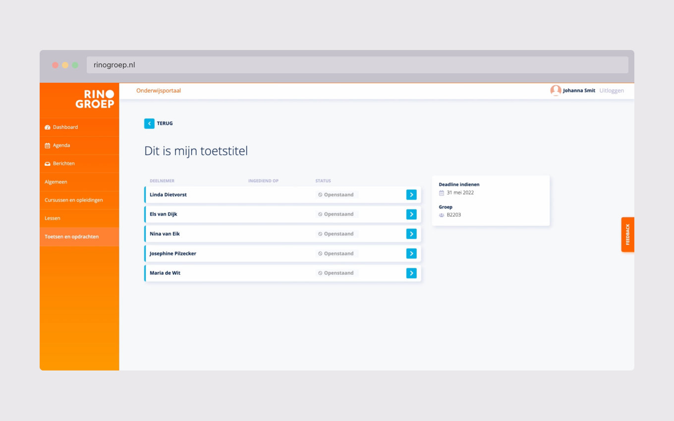 Rino Groep web portal for teachers and students